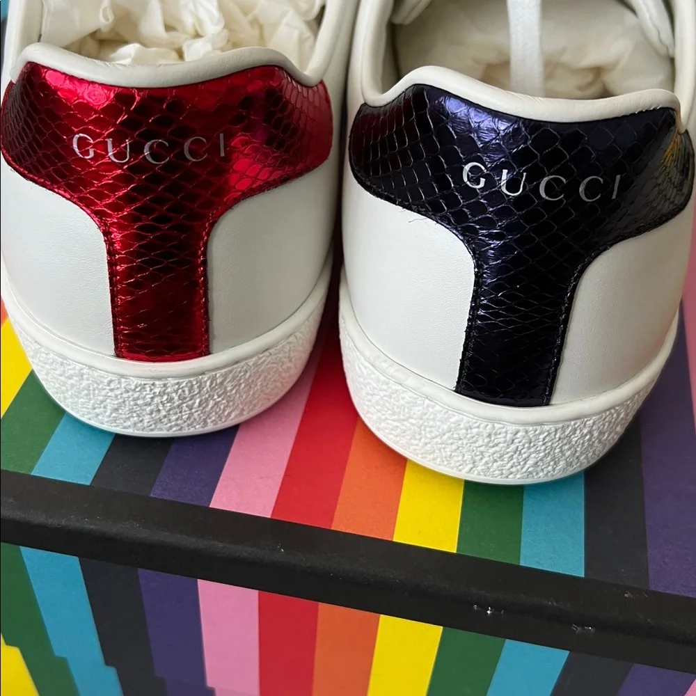 🆕 Auth Gucci Sneakers Ace Gucci 10.5 Removable Patches